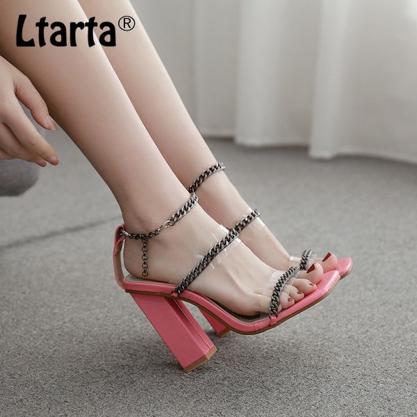 ltarta women's high heels 2020 summer new chain square head hollow high heel buckle large size female sandals zl, Black
ltarta women's high heels 2020 summer new chain square head hollow high heel buckle large size female sandals zl, Black