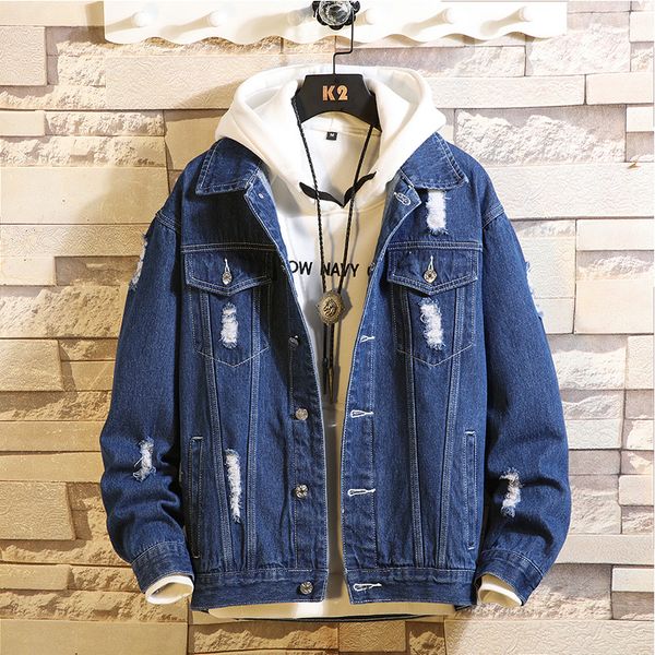 jacket men's denim clothing man coats fashion jeans jacket casual loose ripped holes vintage bomber denim jackets, Black;brown
jacket men's denim clothing man coats fashion jeans jacket casual loose ripped holes vintage bomber denim jackets, Black;brown