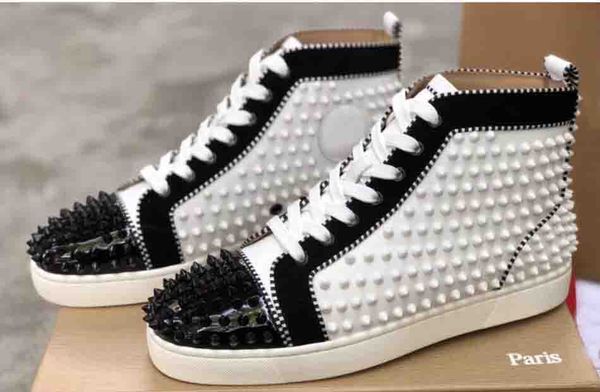designer shoes full spiked red bottom men's sneakers white leather shoes calfskin casual loafer shoes suede luxey men women size with b, Black
designer shoes full spiked red bottom men's sneakers white leather shoes calfskin casual loafer shoes suede luxey men women size with b, Black