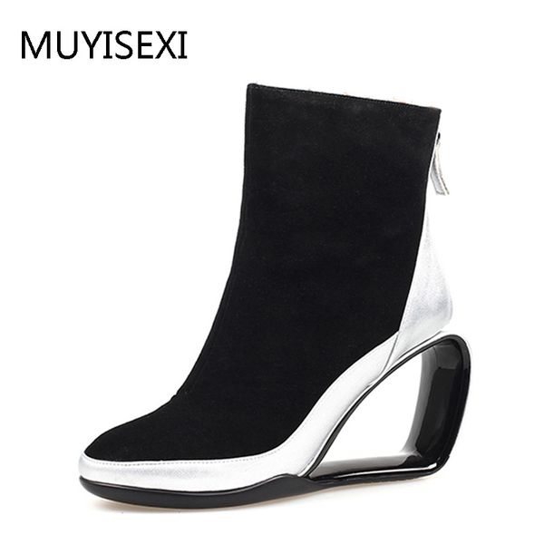 winter ankle boots hollow out high heel wedge shoes woman snow boots women's made of genuine leather hl108 muyisexi, Black
winter ankle boots hollow out high heel wedge shoes woman snow boots women's made of genuine leather hl108 muyisexi, Black