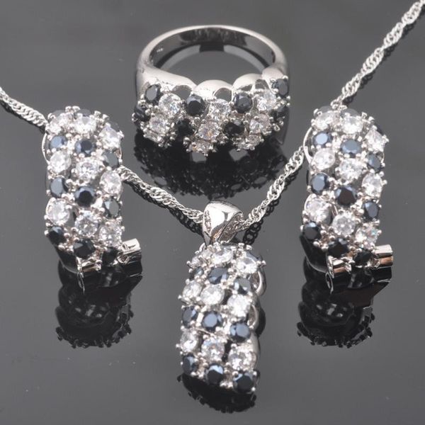 russian style black white zircon women's wedding jewelry sets silver color necklace pendant earrings ring qz0284
russian style black white zircon women's wedding jewelry sets silver color necklace pendant earrings ring qz0284