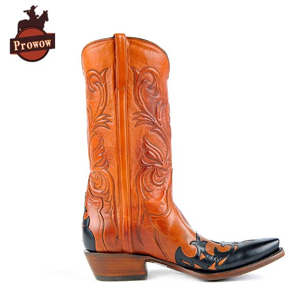 prowow women western cowboy boots genuine leather handmade flower patchwork high heels mid-calf corral ladies boots, Black
prowow women western cowboy boots genuine leather handmade flower patchwork high heels mid-calf corral ladies boots, Black