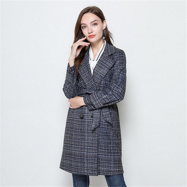 women's trench coats women windbreaker autumn winter plaid coat mid-long suit collar double-breasted belt fashion overcoat plus size 5x, Tan;black 
women's trench coats women windbreaker autumn winter plaid coat mid-long suit collar double-breasted belt fashion overcoat plus size 5x, Tan;black