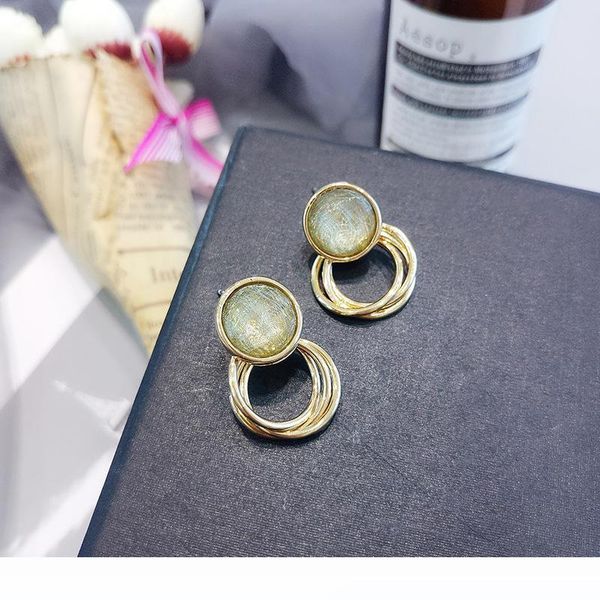 earring needle green tea color retro earrings female korean temperament simple geometric circle earrings earrings new wave, Golden;silver
earring needle green tea color retro earrings female korean temperament simple geometric circle earrings earrings new wave, Golden;silver