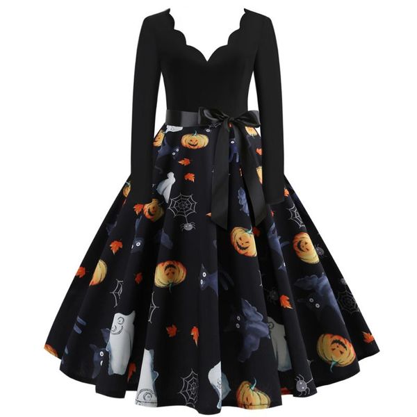 casual dresses autumn european and american style fashion halloween v-neck burnt flower stitching long-sleeved large swing dress female loos, Black;gray
casual dresses autumn european and american style fashion halloween v-neck burnt flower stitching long-sleeved large swing dress female loos, Black;gray