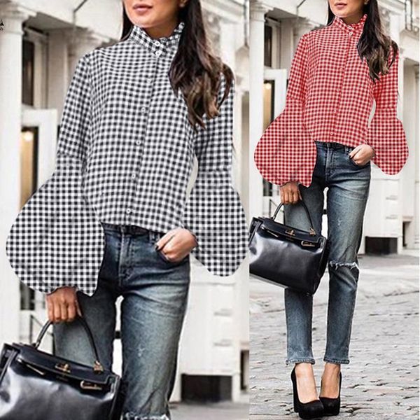 2020 zanzea fashion plaid shirts women's puff sleeve blouse casual button down work blusas female stand collar tunic oversized 7, White
2020 zanzea fashion plaid shirts women's puff sleeve blouse casual button down work blusas female stand collar tunic oversized 7, White