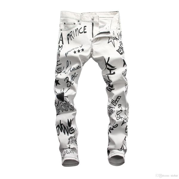 mens skinny white printed jeans fashion designer doodle slim fit motorcycle biker hole beggar hip hop denim pants 8050, Blue
mens skinny white printed jeans fashion designer doodle slim fit motorcycle biker hole beggar hip hop denim pants 8050, Blue