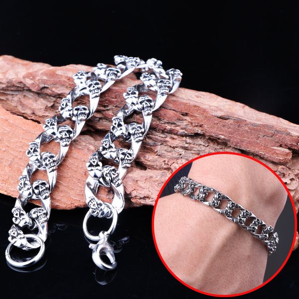link, chain 2021 fashion punk long matte skull bracelets for men charm link male gothic jewelry gift wholesale, Black
link, chain 2021 fashion punk long matte skull bracelets for men charm link male gothic jewelry gift wholesale, Black