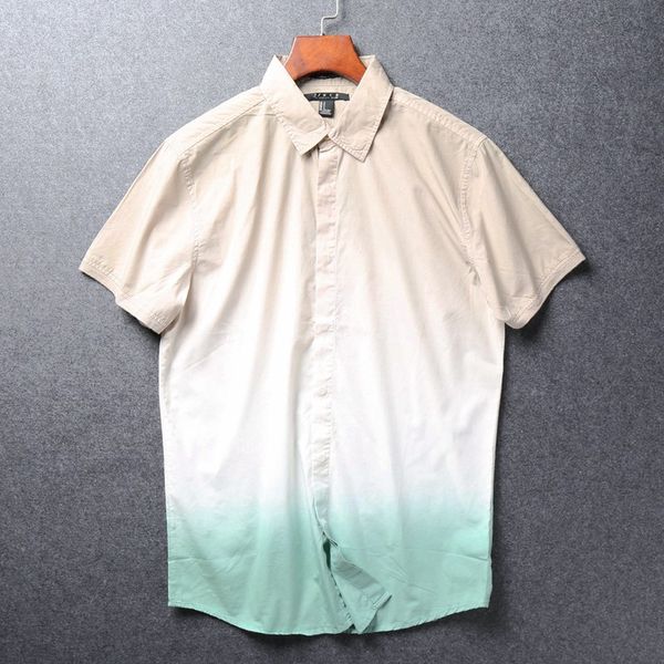 men gradient shirt american casual summer pure cotton short sleeve fashion europe size big breathable comfortable, White;black
men gradient shirt american casual summer pure cotton short sleeve fashion europe size big breathable comfortable, White;black