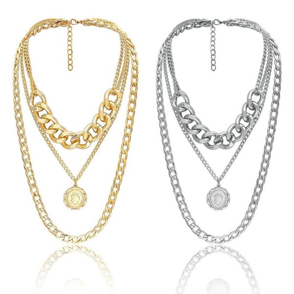 ladies multi-layer alloy necklace thick chain sweater chain necklace jewelry gifts collares mujer simple multi-layer, Silver
ladies multi-layer alloy necklace thick chain sweater chain necklace jewelry gifts collares mujer simple multi-layer, Silver