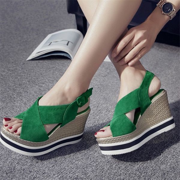 brand new wedge sandals women high heels suede leather platform shoes summer women sandals high quality, Black
brand new wedge sandals women high heels suede leather platform shoes summer women sandals high quality, Black