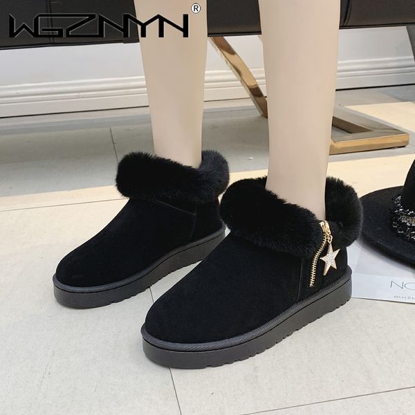 wgznyn 2020 winter women flats ankle snow boots warm snow shoes woman round-toe female leather women fur shoes botas mujer, Black
wgznyn 2020 winter women flats ankle snow boots warm snow shoes woman round-toe female leather women fur shoes botas mujer, Black