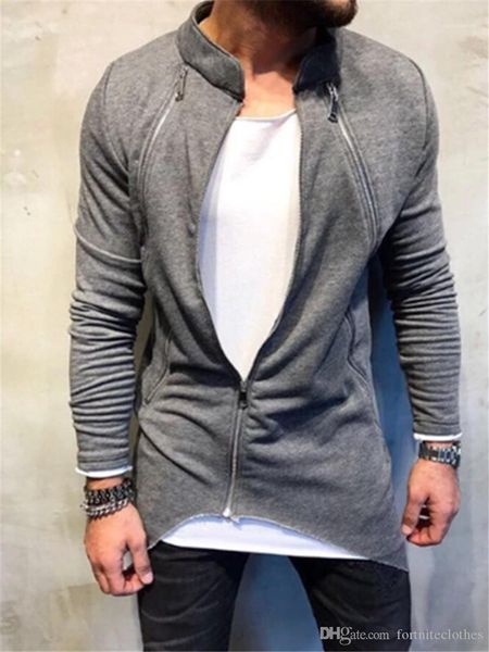 designer jacket irregular hem fashion homme clothing casual spring autumn long trench coat three zipper mens, Black;brown
designer jacket irregular hem fashion homme clothing casual spring autumn long trench coat three zipper mens, Black;brown