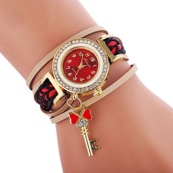 wholesale woman fashion colorful wrap chain bracelet watch big key pendant leather lady casual dress watches, Slivery;brown
wholesale woman fashion colorful wrap chain bracelet watch big key pendant leather lady casual dress watches, Slivery;brown