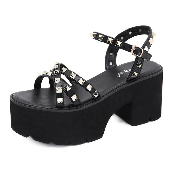 women platform sandals punk rivet women shoes sandals fashion gladiator thick sole casual platform shoes zomer schoenen, Black
women platform sandals punk rivet women shoes sandals fashion gladiator thick sole casual platform shoes zomer schoenen, Black
