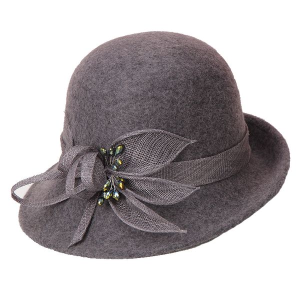 h784 women wool felt fedora hat korean basin cap female elegant fashion short brim yarn decoration fall winter fedoras hats, Blue;gray
h784 women wool felt fedora hat korean basin cap female elegant fashion short brim yarn decoration fall winter fedoras hats, Blue;gray