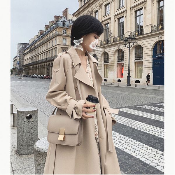 new 2020 autumn winter women trench sashes double breasted office lady korean style elegant coat outerwear db862, Tan;black
new 2020 autumn winter women trench sashes double breasted office lady korean style elegant coat outerwear db862, Tan;black