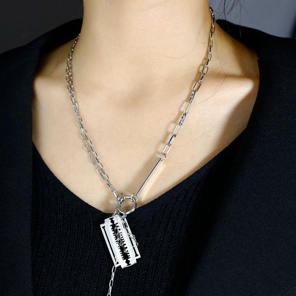 aensoa razor blade shaped pendant necklace hip hop unique dog tag choker necklace new pendant for women men accessories, Silver
aensoa razor blade shaped pendant necklace hip hop unique dog tag choker necklace new pendant for women men accessories, Silver