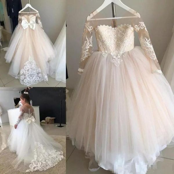 champagne tulle lace long sleeve flower girl dresses for weddings sweep train kids princess gown first communion for party, Blue
champagne tulle lace long sleeve flower girl dresses for weddings sweep train kids princess gown first communion for party, Blue