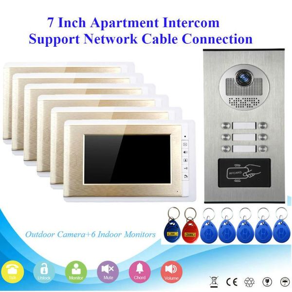 video door phones 7" apartment wired interphone audio intercom bell deurbel system for 6 units rooms
video door phones 7" apartment wired interphone audio intercom bell deurbel system for 6 units rooms