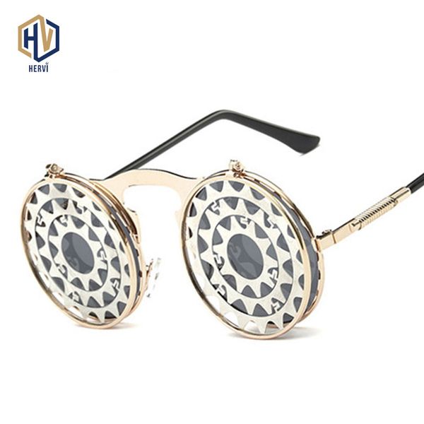 fashion men round punk sunglasses party glasses unique women steampunk sunglasses springs legs flip party glasses, White;black
fashion men round punk sunglasses party glasses unique women steampunk sunglasses springs legs flip party glasses, White;black