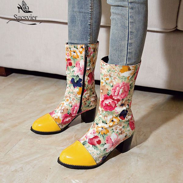 sgesvier fashion patent print block high heels mid calf woman shoes black yellow red autumn winter mid long knight boots female
sgesvier fashion patent print block high heels mid calf woman shoes black yellow red autumn winter mid long knight boots female