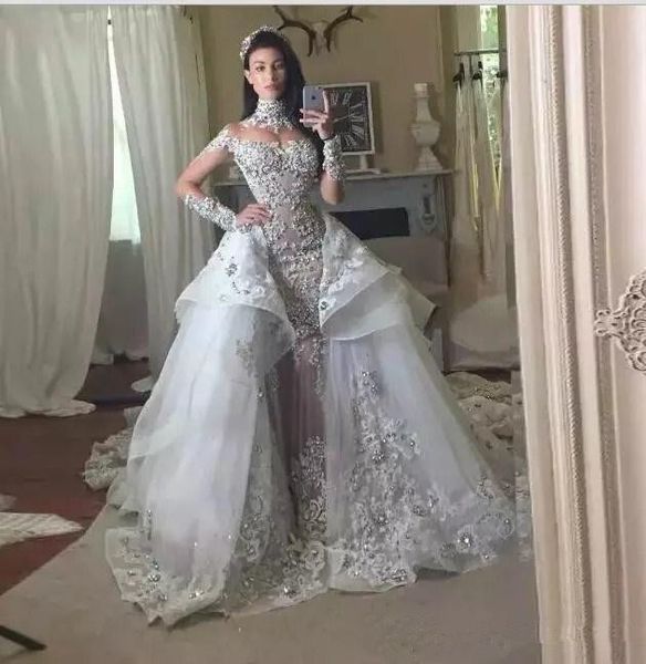 luxury high neck illusion long sleeve sheer neck ball gown prom dresses overskirt tiered lace applique beaded vestido de novi, Black
luxury high neck illusion long sleeve sheer neck ball gown prom dresses overskirt tiered lace applique beaded vestido de novi, Black