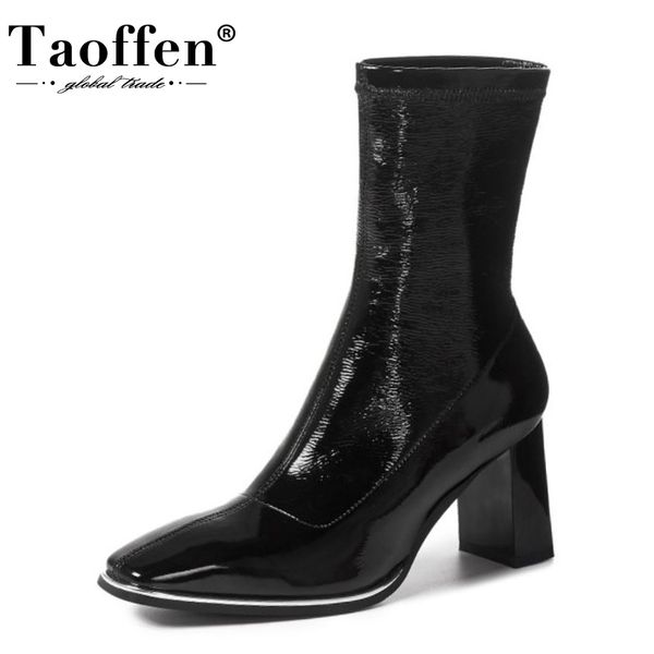 taoffen 2021 fashion ankle boots for women square toe thick high heel slip on sock boots party street footwear size 34-39, Black
taoffen 2021 fashion ankle boots for women square toe thick high heel slip on sock boots party street footwear size 34-39, Black