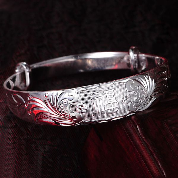 Hot999 fine silver bracelet blessing word jewerly lady models elderly mother to send their elders Grandma Mothers best gift 100 % silver 35g
Hot999 fine silver bracelet blessing word jewerly lady models elderly mother to send their elders Grandma Mothers best gift 100 % silver 35g