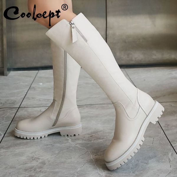 coolcept real leather knee high boots round toe low heel zipper ridding boots punk style shoes footwear size 34-40, Black
coolcept real leather knee high boots round toe low heel zipper ridding boots punk style shoes footwear size 34-40, Black
