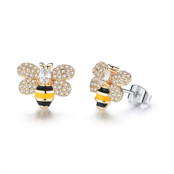 women brand fashion cute crystal bees stud earrings female vintage pearl earrings enamel animal jewelry wedding brincos accessories, Golden;silver
women brand fashion cute crystal bees stud earrings female vintage pearl earrings enamel animal jewelry wedding brincos accessories, Golden;silver