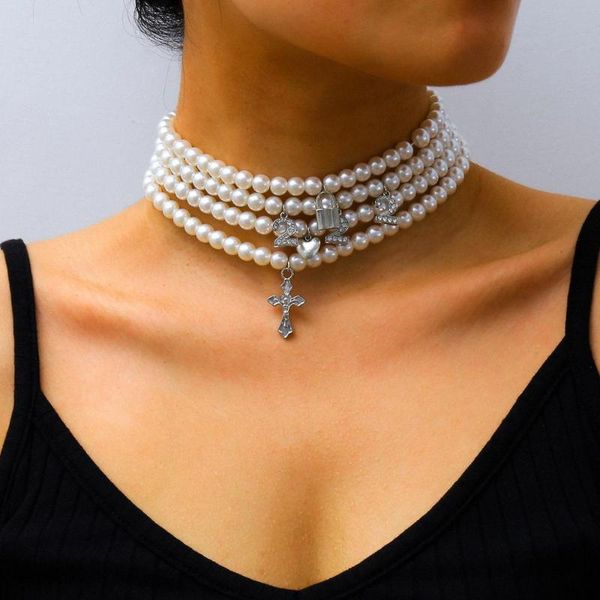 kmvexo punk multi layer simulated pearl wrap cross necklace for women digital lock heart pendant necklace wedding party jewelry, Silver
kmvexo punk multi layer simulated pearl wrap cross necklace for women digital lock heart pendant necklace wedding party jewelry, Silver
