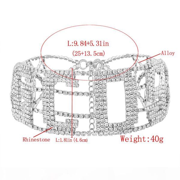 european and american temperament wild rhinestone english letter "gcds" decorated choker necklace, Golden;silver
european and american temperament wild rhinestone english letter "gcds" decorated choker necklace, Golden;silver