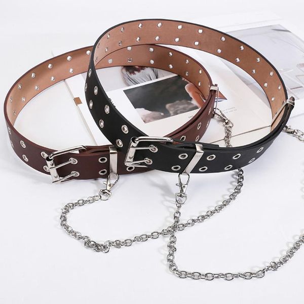 2020 new women punk chain fashion belt adjustable double/single row hole eyelet waistband with eyelet chain decorative belts, Black;brown
2020 new women punk chain fashion belt adjustable double/single row hole eyelet waistband with eyelet chain decorative belts, Black;brown