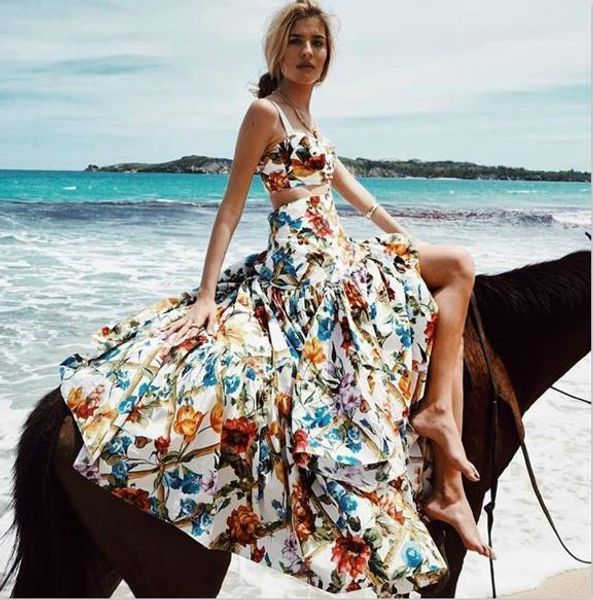 ruffled western style sleeveless 2pcs dress leisure beach skirt dresses women designer flora printed dresses fashion, White
ruffled western style sleeveless 2pcs dress leisure beach skirt dresses women designer flora printed dresses fashion, White
