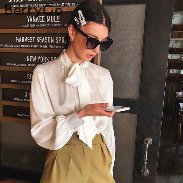 berrygo office ladies tie-neck women blouse shirt summer spring long sleeve blouses elegant bow work wear female pink blusas, White
berrygo office ladies tie-neck women blouse shirt summer spring long sleeve blouses elegant bow work wear female pink blusas, White