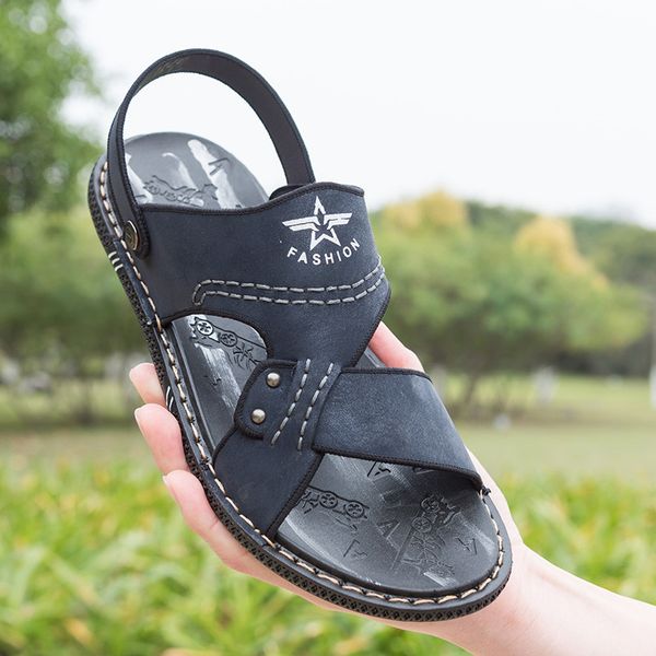 men's leather sandals summer flats adjustable breathable shoes slippers beach shoes outdoor fisherman, Black
men's leather sandals summer flats adjustable breathable shoes slippers beach shoes outdoor fisherman, Black