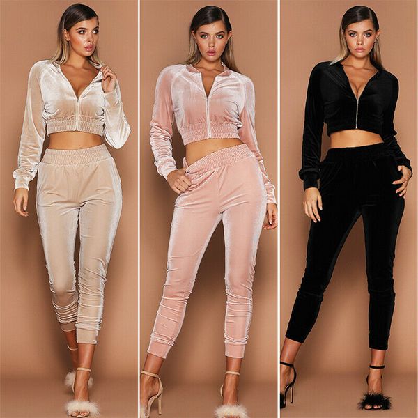 women new long sleeve zipper elasic high waist sports pants set tracksuit jumpsuit velvet high sense autumn leisure suits, Gray
women new long sleeve zipper elasic high waist sports pants set tracksuit jumpsuit velvet high sense autumn leisure suits, Gray
