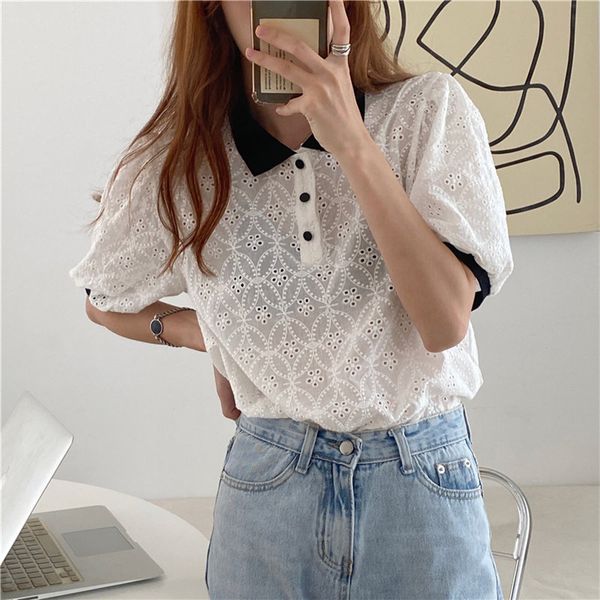 women's blouses & shirts women 2021 color-hit korean embroidery sweet vintage puff sleeves retro lady chic high quality, White
women's blouses & shirts women 2021 color-hit korean embroidery sweet vintage puff sleeves retro lady chic high quality, White