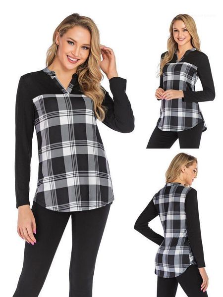 v шеи тонкий вскользь tops мода офис леди streetwear тис женщин осень контрастного цвета тенниску конструктора, White
v шеи тонкий вскользь tops мода офис леди streetwear тис женщин осень контрастного цвета тенниску конструктора, White