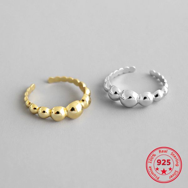 s925 sterling silver fine rings simple geometric beaded glossy gold-plated opening adjustable rings women retro jewelry, Golden;silver 
s925 sterling silver fine rings simple geometric beaded glossy gold-plated opening adjustable rings women retro jewelry, Golden;silver
