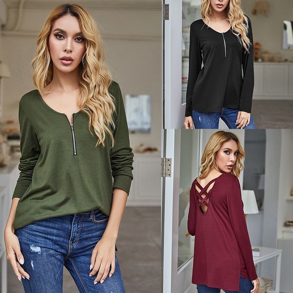 new women fashion casual hollow back deep v-neck zipper long sleeve sweatshirt plus size top, White
new women fashion casual hollow back deep v-neck zipper long sleeve sweatshirt plus size top, White
