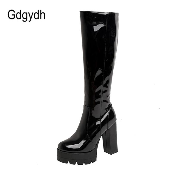 gdgydh patent leather platform long boots gothic black white fashion square heel knee high boots women with zipper good quality
gdgydh patent leather platform long boots gothic black white fashion square heel knee high boots women with zipper good quality