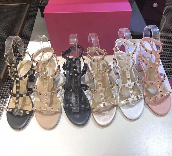 2020 olome women sandals genuine leahther high heels slides designer slipers rivets shoes women dress shoe size 35-41, Black 
2020 olome women sandals genuine leahther high heels slides designer slipers rivets shoes women dress shoe size 35-41, Black