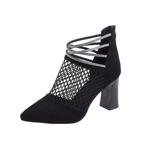 mesh sandals women's thick heel pointed high heel sandals 2020 spring and summer fashion rhinestone hollow single shoes, Black
mesh sandals women's thick heel pointed high heel sandals 2020 spring and summer fashion rhinestone hollow single shoes, Black