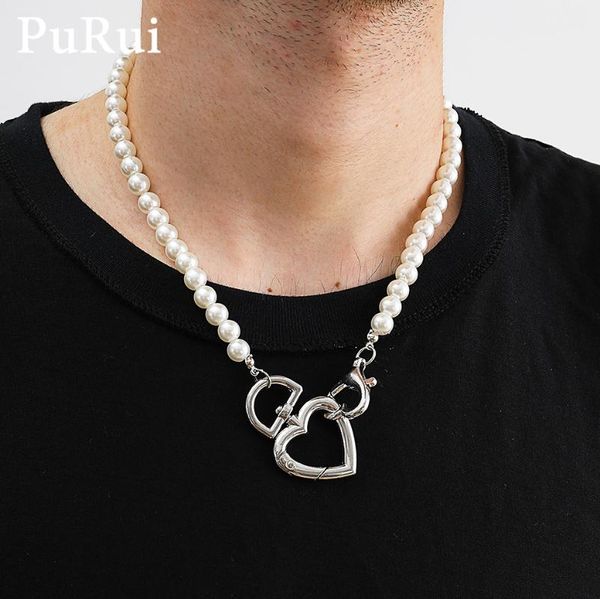 purui imiation baroque pearl chain necklace for women long pearl beads big heart lock pedant necklace hip-hop rock jewelry, Silver
purui imiation baroque pearl chain necklace for women long pearl beads big heart lock pedant necklace hip-hop rock jewelry, Silver