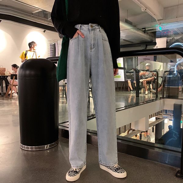 women's jeans boyfriend style pockets loose woman high waist korean fashion trousers denim pants women all-match bf straight femme, Blue
women's jeans boyfriend style pockets loose woman high waist korean fashion trousers denim pants women all-match bf straight femme, Blue