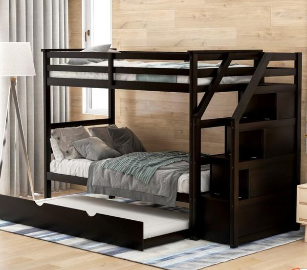 us stock twin-over-twin bunk bed with twin size trundle and 3 storage drawers for kids espresso lp000064aap
us stock twin-over-twin bunk bed with twin size trundle and 3 storage drawers for kids espresso lp000064aap