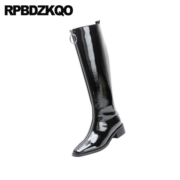shoes women 10 winter genuine leather front zipper chunky boots knee high black big size long patent square toe
shoes women 10 winter genuine leather front zipper chunky boots knee high black big size long patent square toe