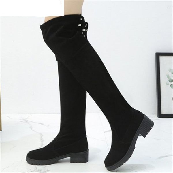 2020 fashion women boots winter over the knee suede thigh high boots mid heel lace-up warm boots women shoes, Black
2020 fashion women boots winter over the knee suede thigh high boots mid heel lace-up warm boots women shoes, Black